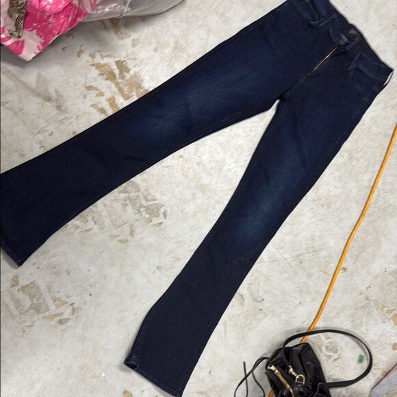 MOTHER Blue Flare Skinny Jean - BRAND NEW - Size 26 The RUNAWAY Jean - Dark Wash - Picture 1 of 5